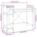 Fekete szerelt fa és vas íróasztal polcokkal 105x50x90 cm 8
