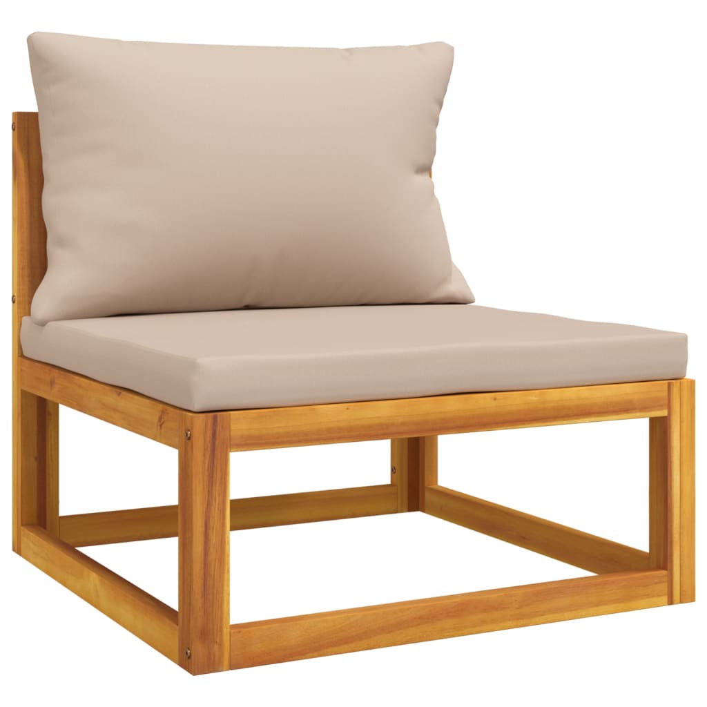 6 részes tömör fa kerti ülőgarnitúra tópszínű párnákkal 5