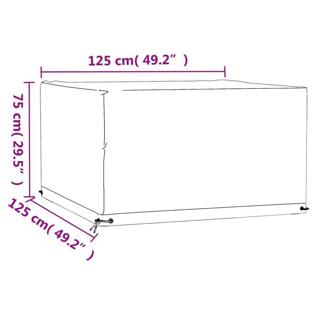 2 db négyzet alakú kerti bútorhuzat 8 fűzőlyukkal 125x125x75 cm 10