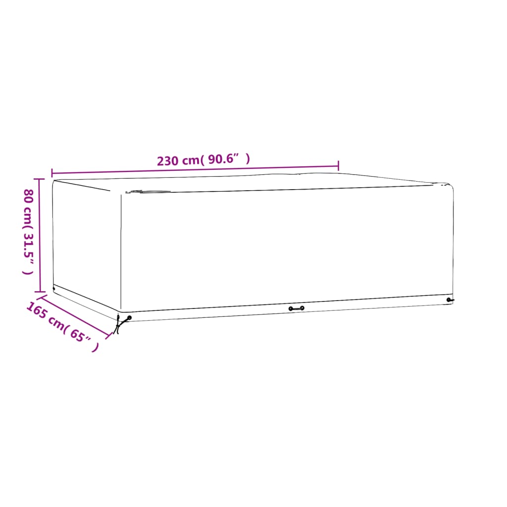 2 db téglalap alakú kerti bútorhuzat 12 fűzőlyukkal 230x165x80 10