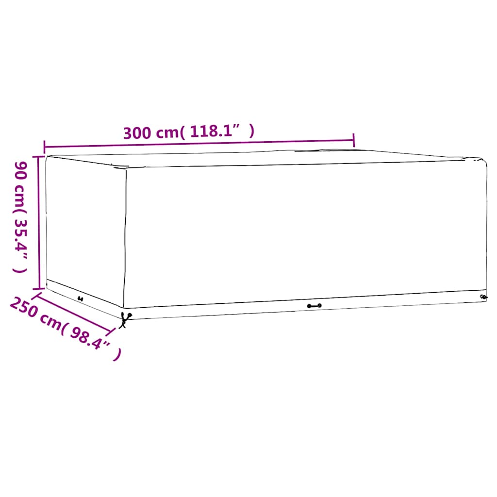 2 db téglalap alakú kerti bútorhuzat 16 fűzőlyukkal 300x250x90 10