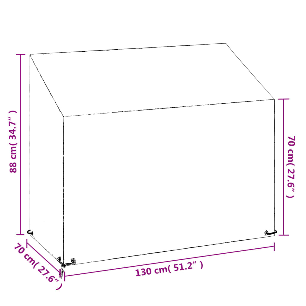 2 db polietilén kerti pad huzat 8 fűzőlyukkal 130x70x70/88 cm 9