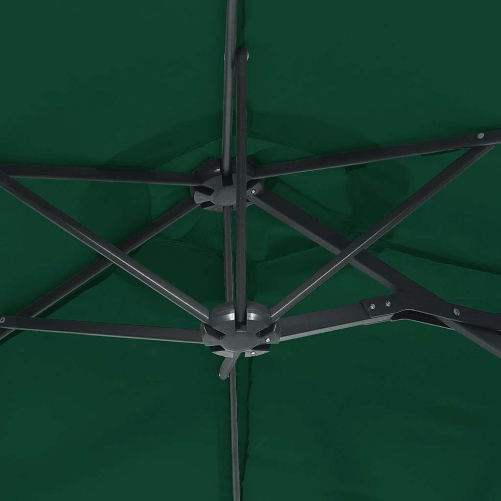 Zöld dupla tetős napernyő LED-ekkel 316x145 cm 8