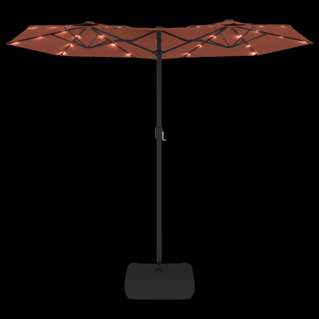 Terrakotta dupla tetős LED-es napernyő 316x145 cm 6