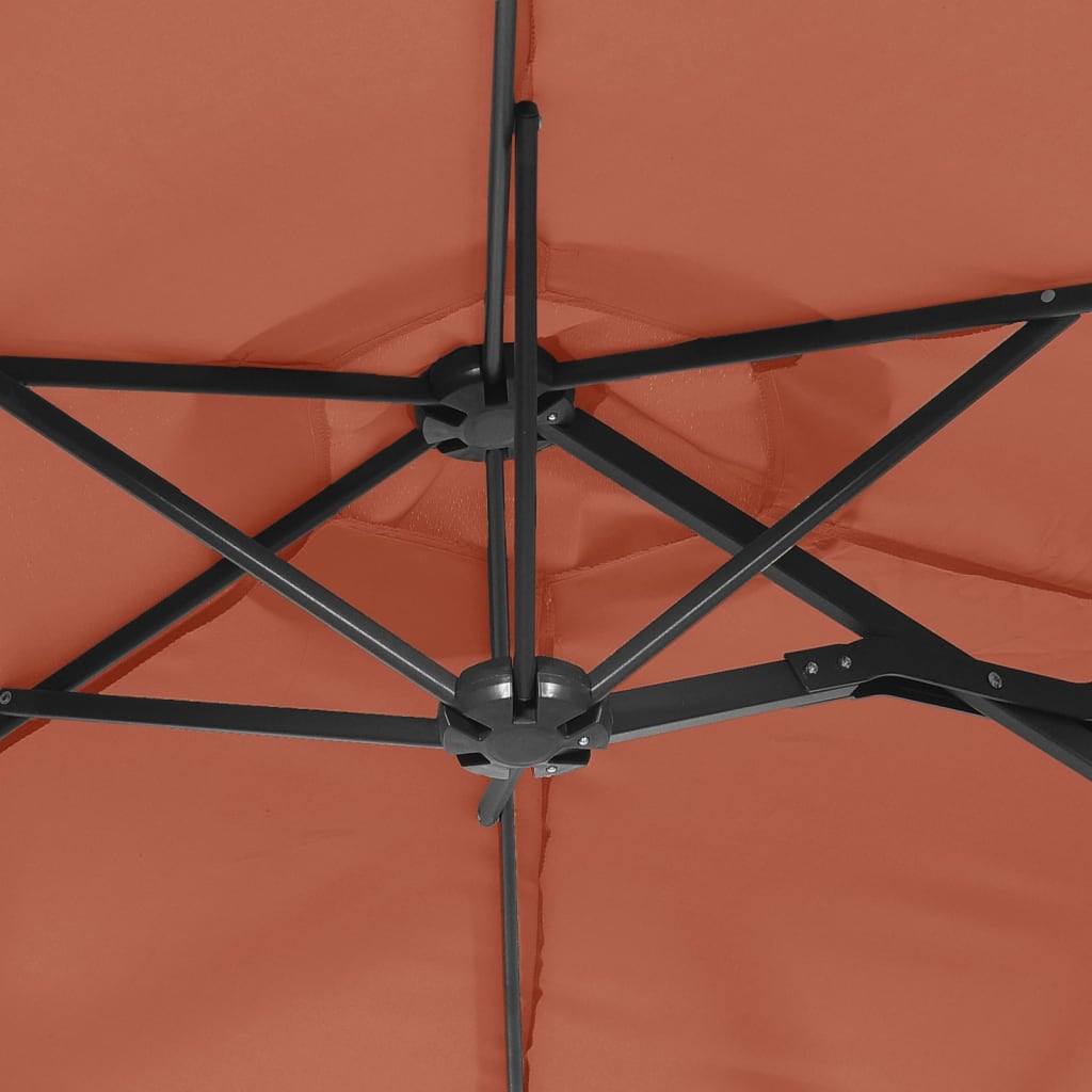 Terrakotta dupla tetős LED-es napernyő 316x145 cm 8