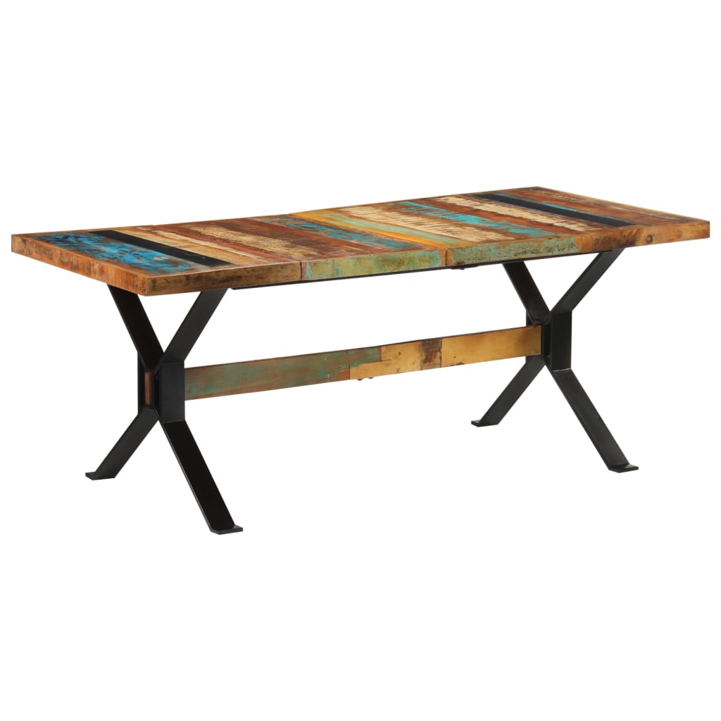 Tömör újrahasznosított fa étkezőasztal 180 x 90 x 73 cm 11
