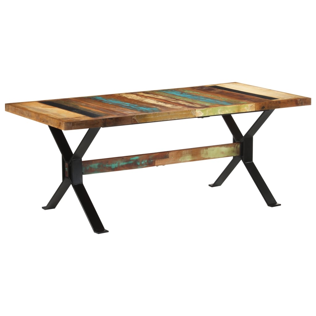 Tömör újrahasznosított fa étkezőasztal 180 x 90 x 73 cm 10