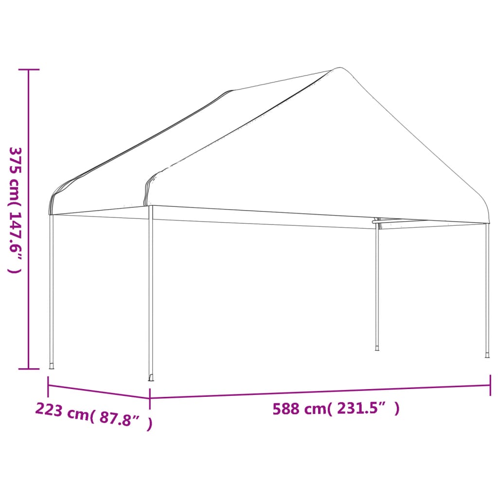 Fehér polietilén pavilon tetővel 17,84 x 5,88 x 3,75 m 6