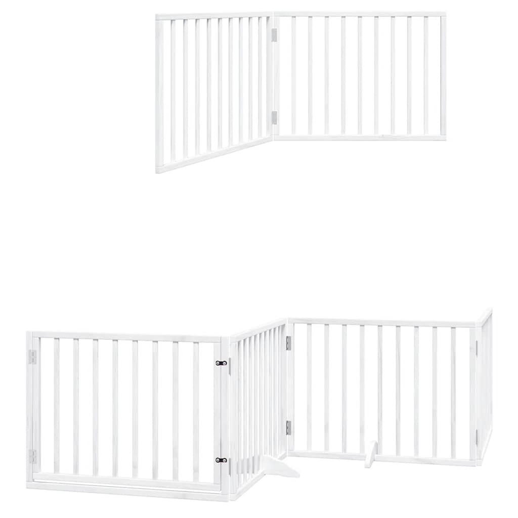 Fehér nyárfa 8 paneles összecsukható kutyakapu ajtóval 640 cm 12