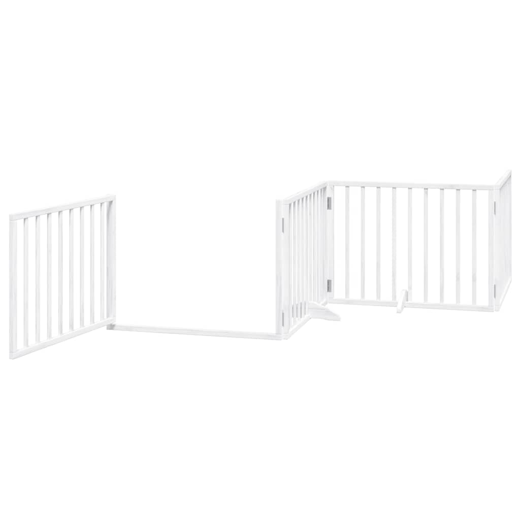 Fehér nyárfa 8 paneles összecsukható kutyakapu ajtóval 640 cm 4
