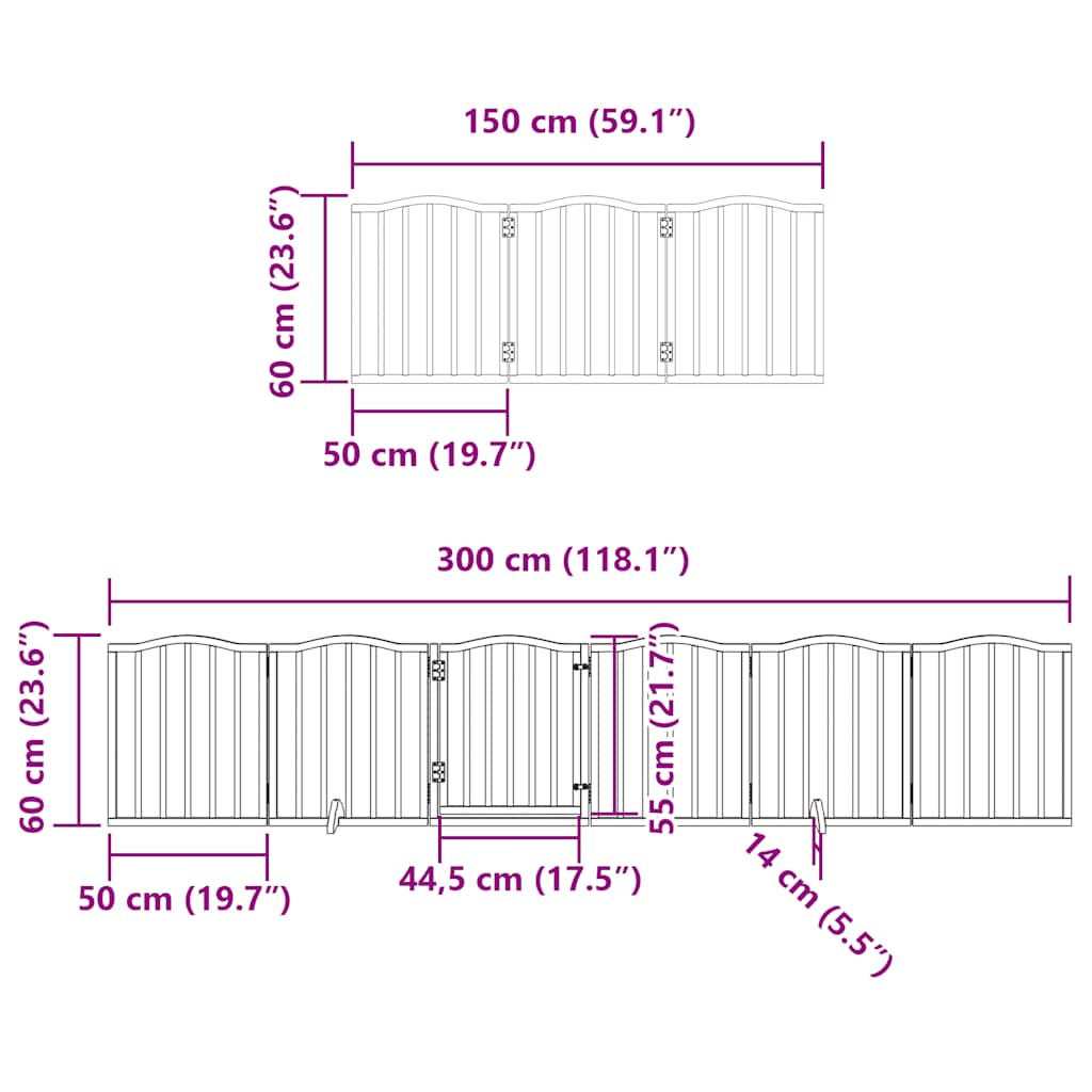 Fekete nyárfa 9 paneles összecsukható kutyakapu ajtóval 450 cm 12