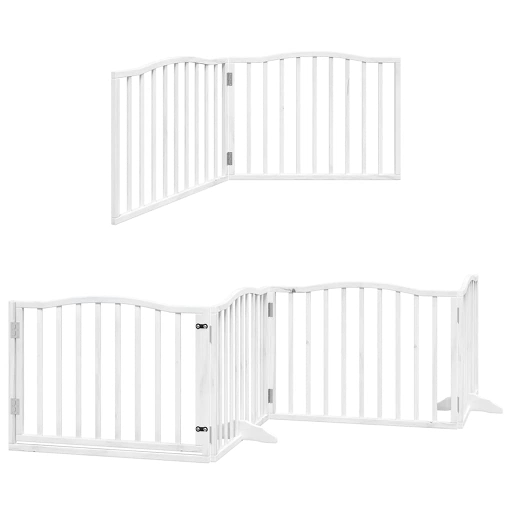 Fehér nyárfa 8 paneles összecsukható kutyakapu ajtóval 640 cm 3