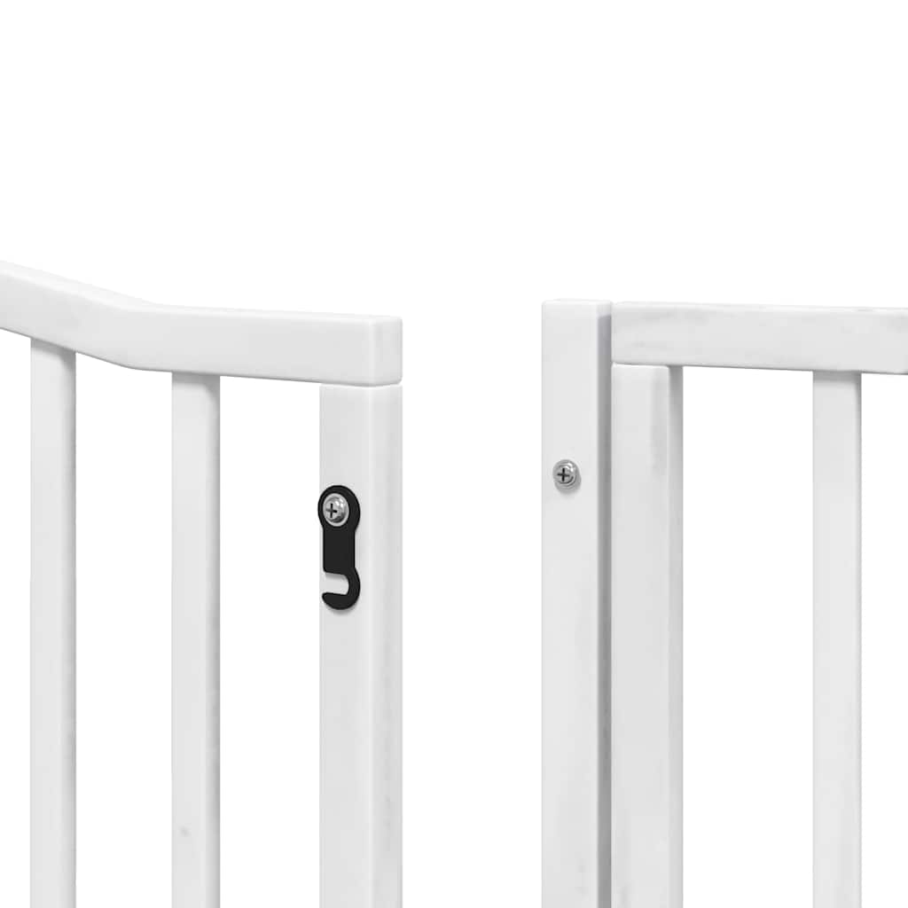 Fehér nyárfa 8 paneles összecsukható kutyakapu ajtóval 640 cm 10