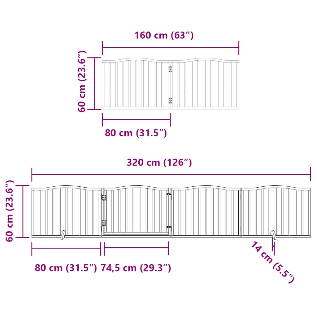 Fekete nyárfa 8 paneles összecsukható kutyakapu ajtóval 640 cm 12