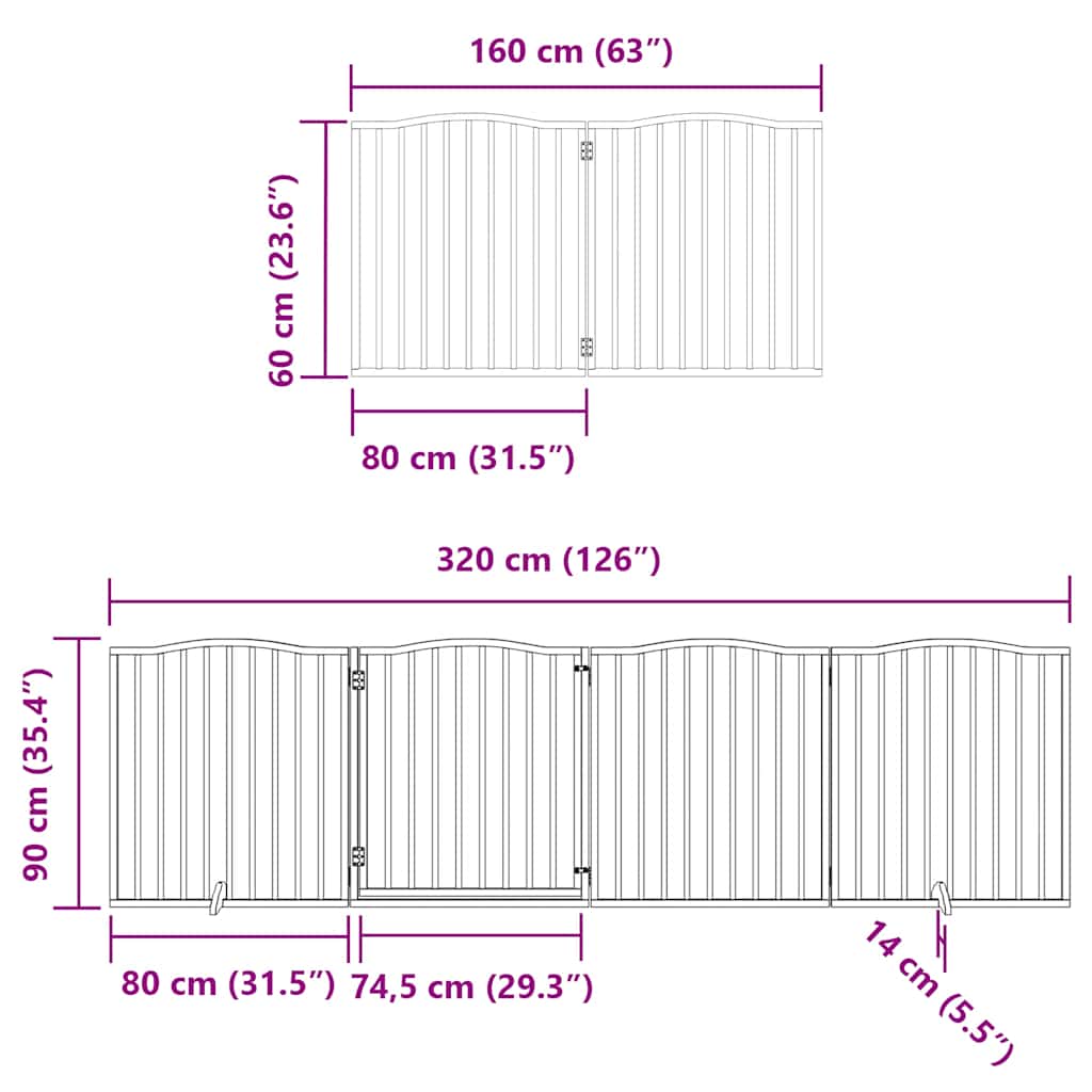 Fekete nyárfa 12 paneles összecsukható kutyakapu ajtóval 960 cm 12