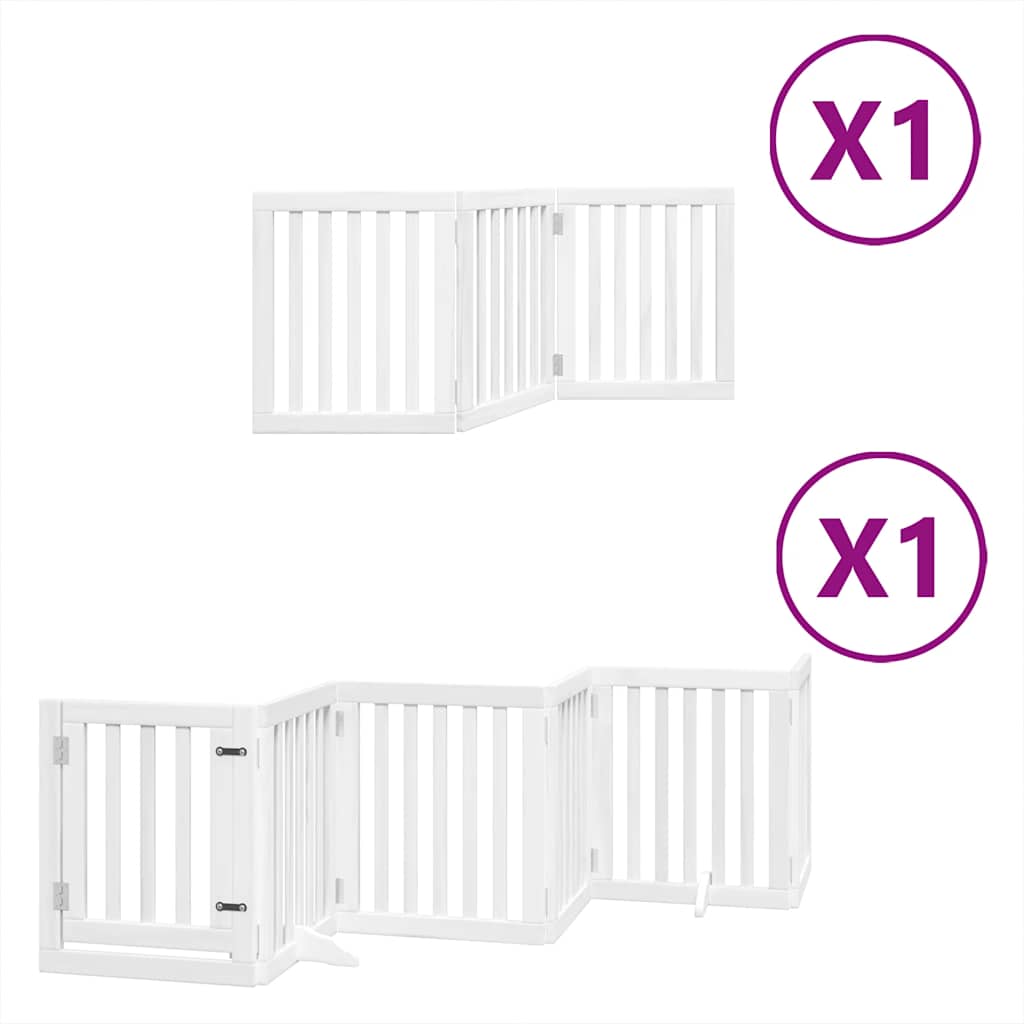 Fehér nyárfa 9 paneles összecsukható kutyakapu ajtóval 450 cm 2