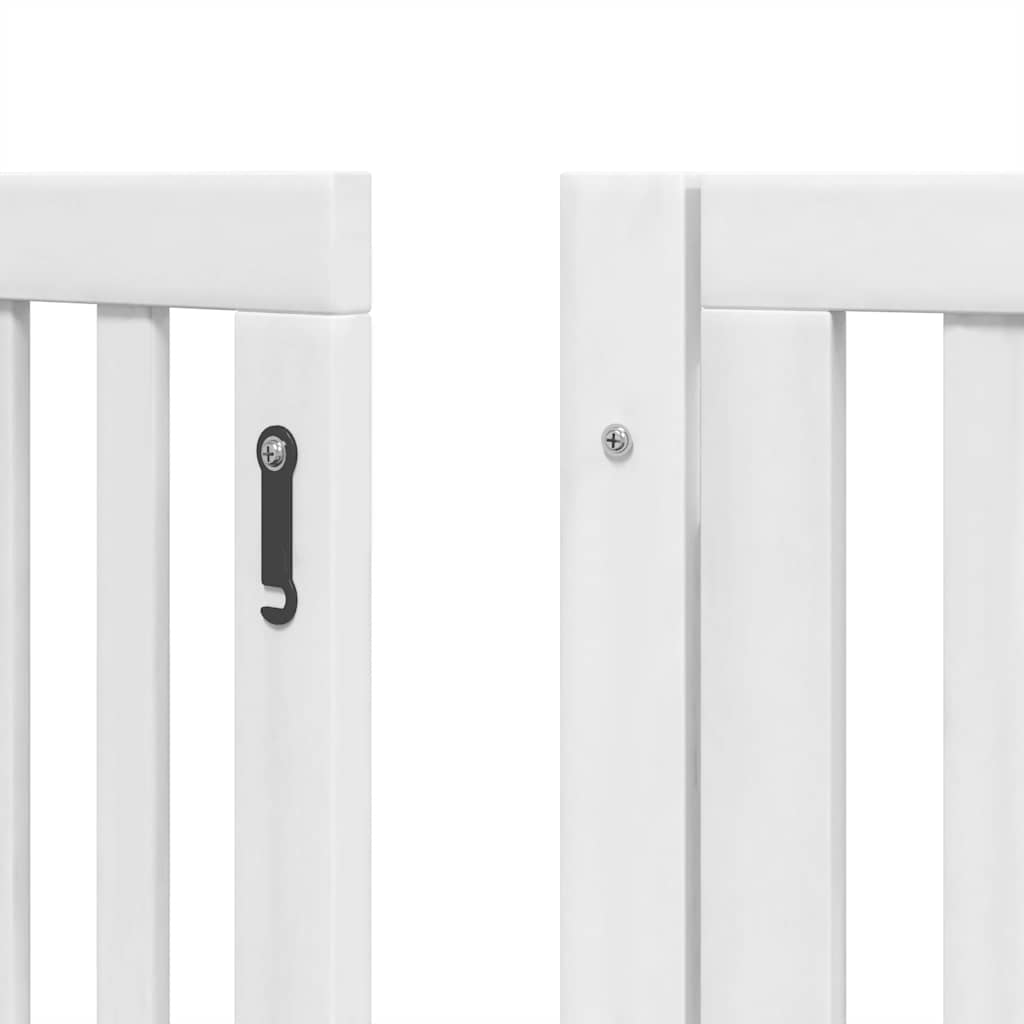 Fehér nyárfa 9 paneles összecsukható kutyakapu ajtóval 450 cm 9