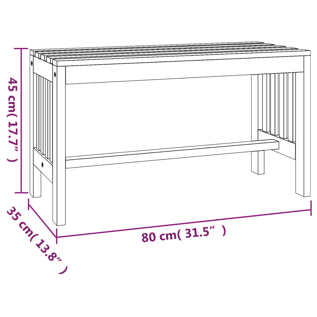 Tömör eukaliptuszfa kerti pad 80 cm 6