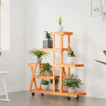 Tömör fenyőfa virágtartó állvány kerekekkel 95 x 25 x 101 cm 3