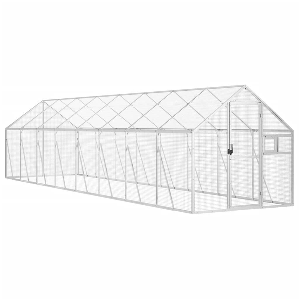 Ezüstszínű alumínium madárház 1,79 x 8 x 1,85m 2
