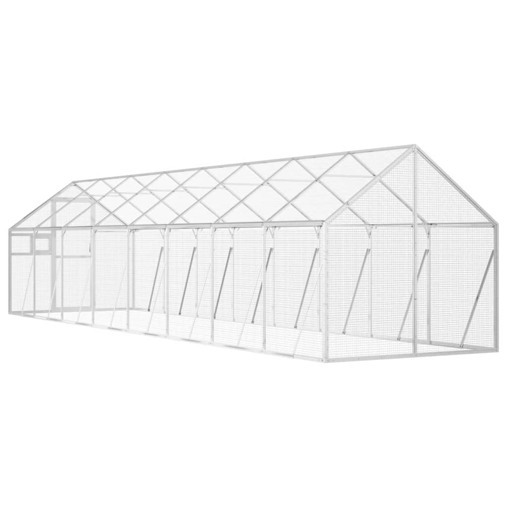 Ezüstszínű alumínium madárház 1,79 x 8 x 1,85m 5