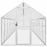 Ezüstszínű alumínium madárház 1,79 x 10 x 1,85 m 3