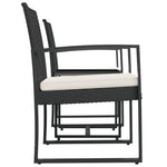 3 részes fekete polyrattan kerti étkezőgarnitúra párnákkal 4