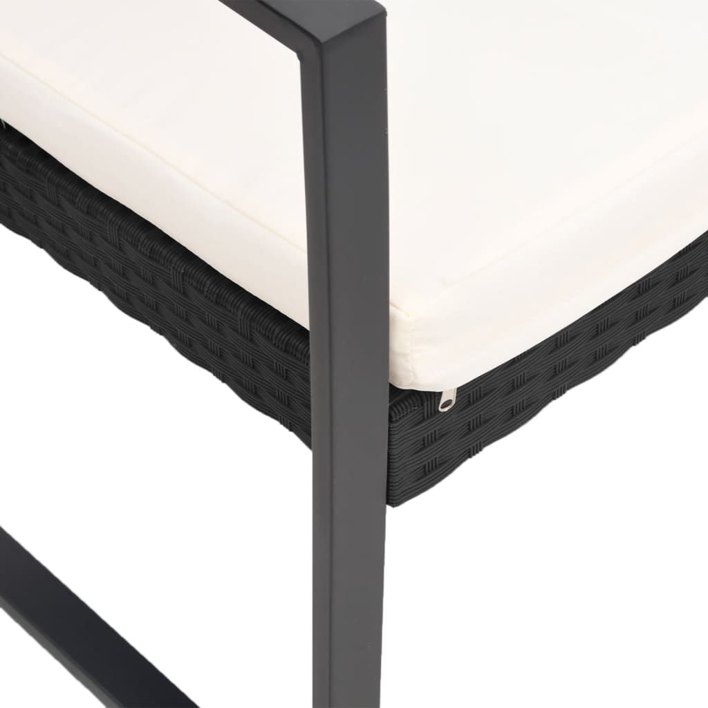 3 részes fekete polyrattan kerti étkezőgarnitúra párnákkal 5