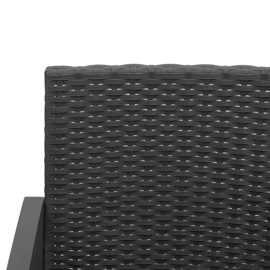 3 részes fekete polyrattan kerti étkezőgarnitúra párnákkal 6