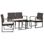 5 részes barna polyrattan kerti étkezőgarnitúra párnákkal 2