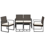 5 részes barna polyrattan kerti étkezőgarnitúra párnákkal 3
