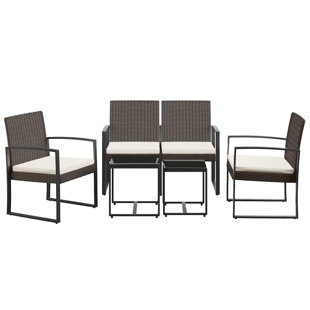 5 részes barna polyrattan kerti étkezőgarnitúra párnákkal 3