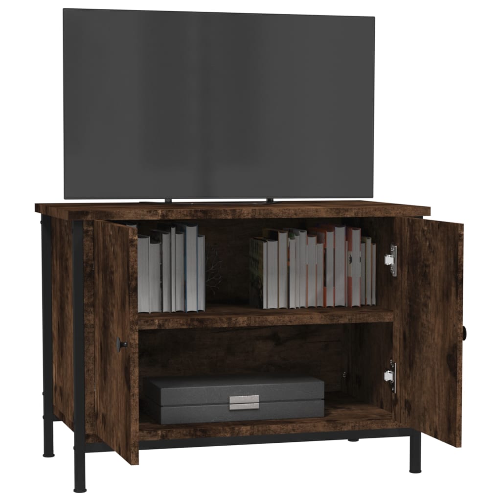 Füstös tölgy színű szerelt fa TV-szekrény ajtókkal 60x35x45 cm 4