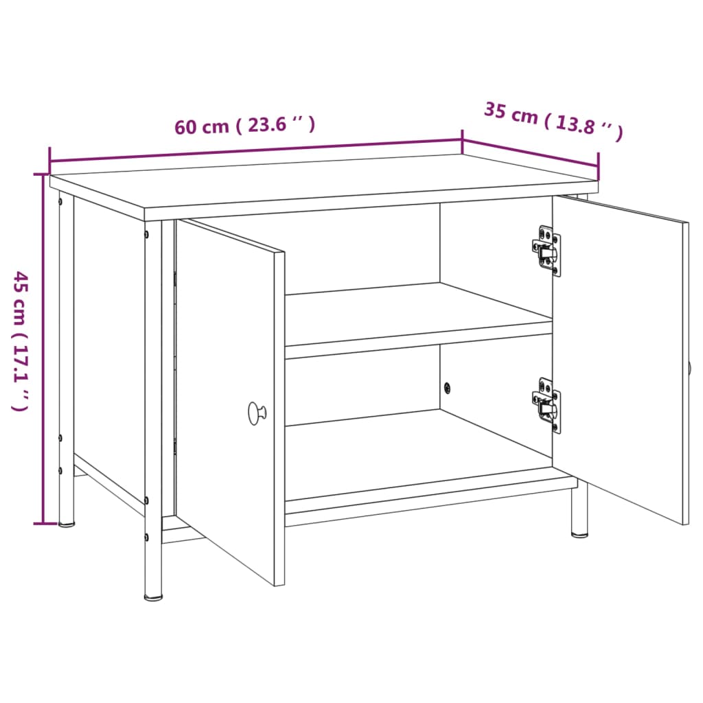 Füstös tölgy színű szerelt fa TV-szekrény ajtókkal 60x35x45 cm 10
