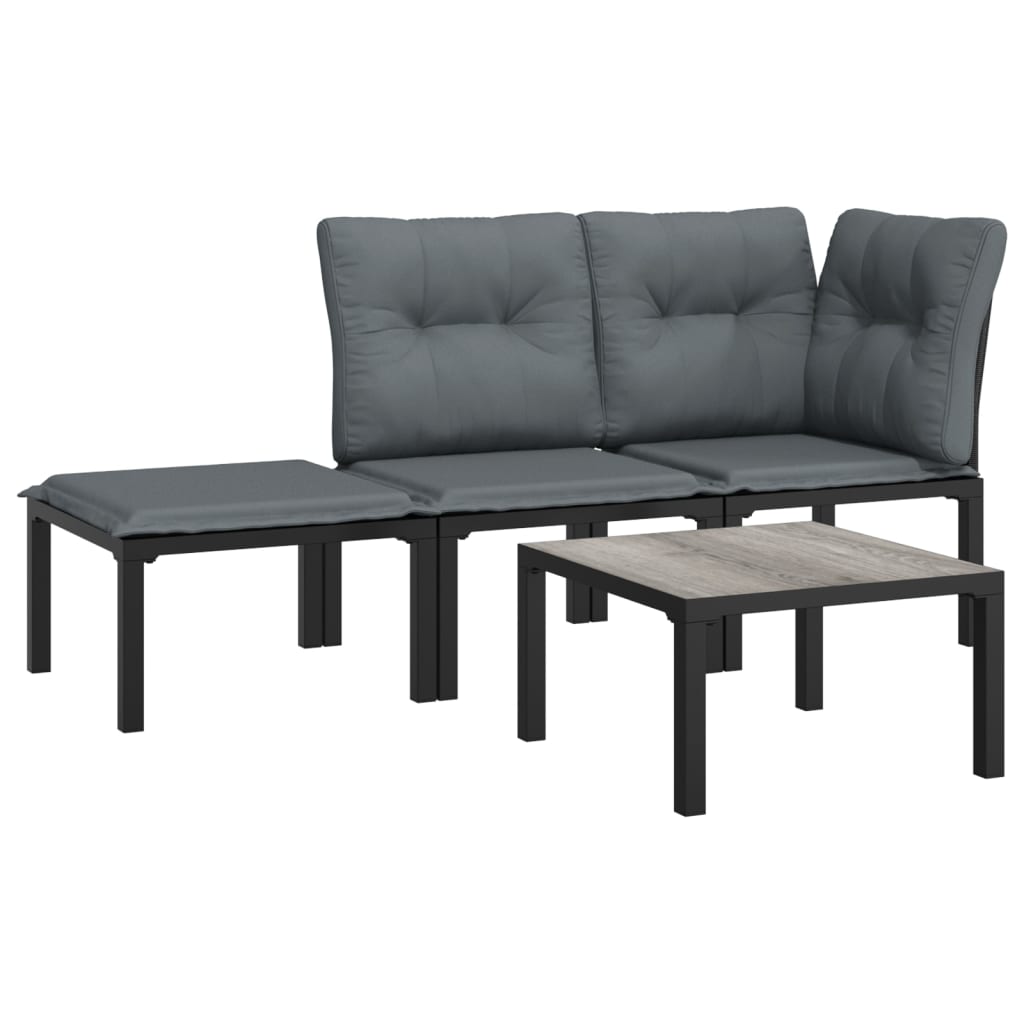 4 részes fekete és szürke polyrattan kerti ülőgarnitúra 2