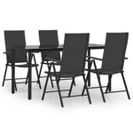 5 részes fekete polyrattan kerti étkezőgarnitúra 2