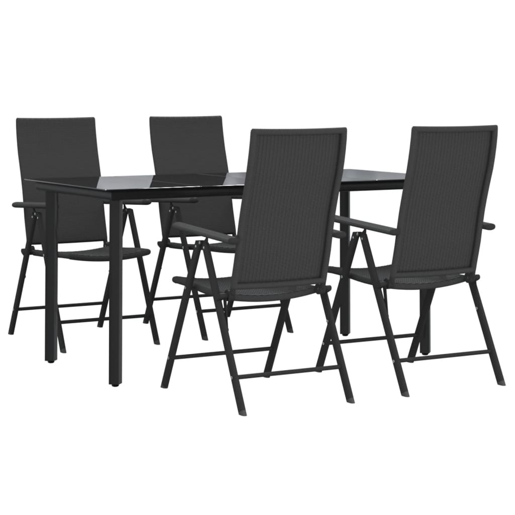 5 részes fekete polyrattan kerti étkezőgarnitúra 3