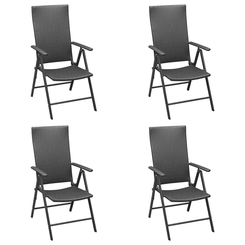 5 részes fekete polyrattan kerti étkezőgarnitúra 4