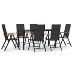 7 részes fekete-barna polyrattan kerti étkezőgarnitúra 2
