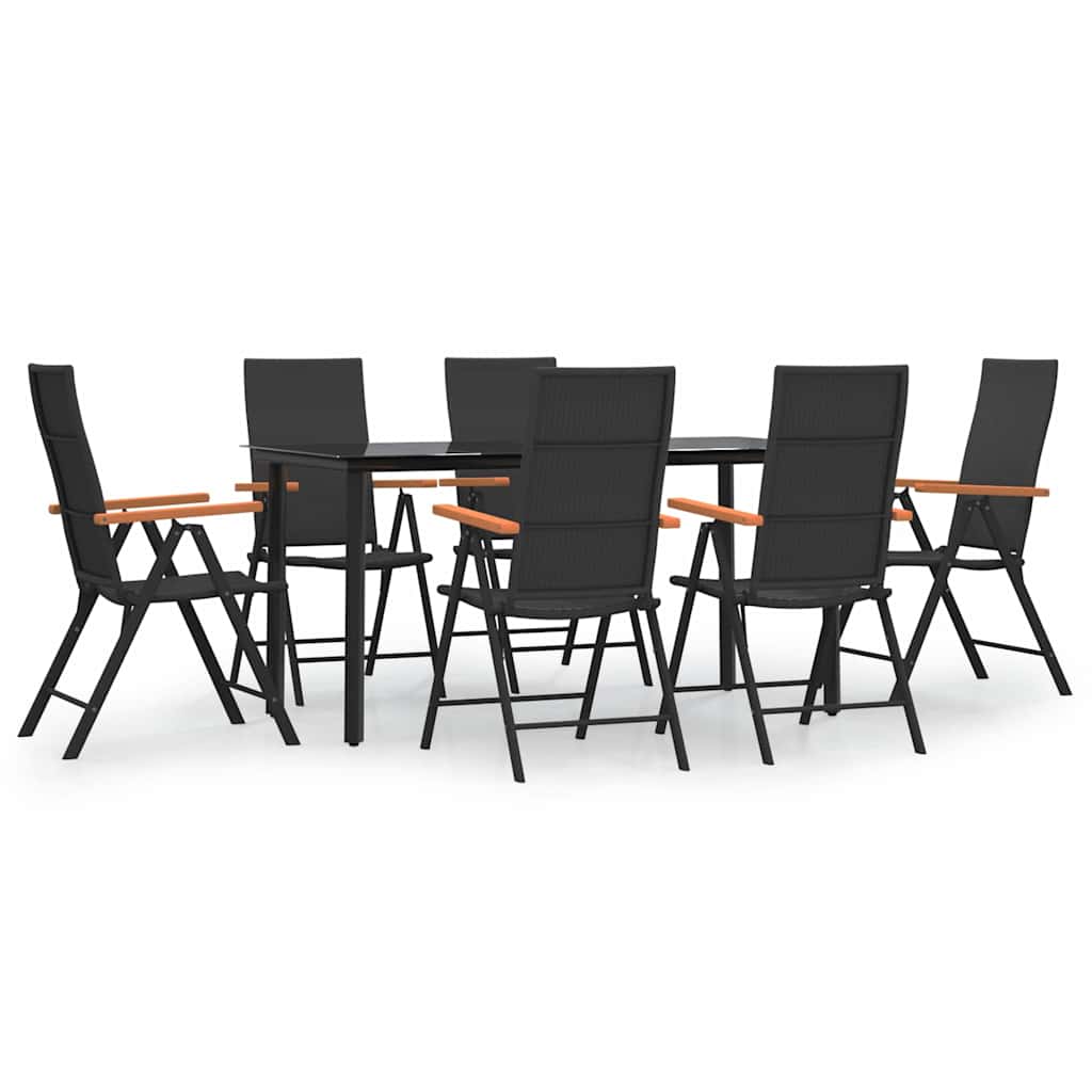 7 részes fekete-barna polyrattan kerti étkezőgarnitúra 2