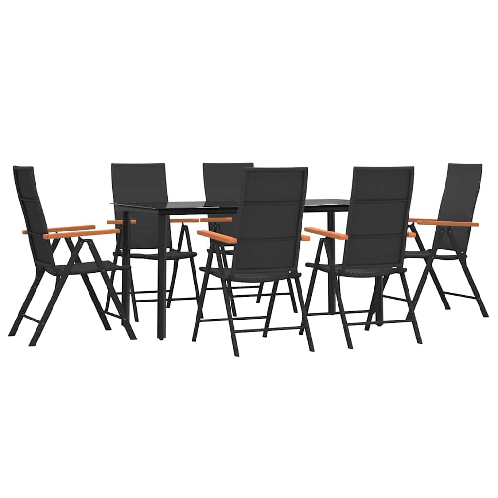 7 részes fekete-barna polyrattan kerti étkezőgarnitúra 3