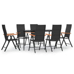 7 részes fekete-barna polyrattan kerti étkezőgarnitúra 2
