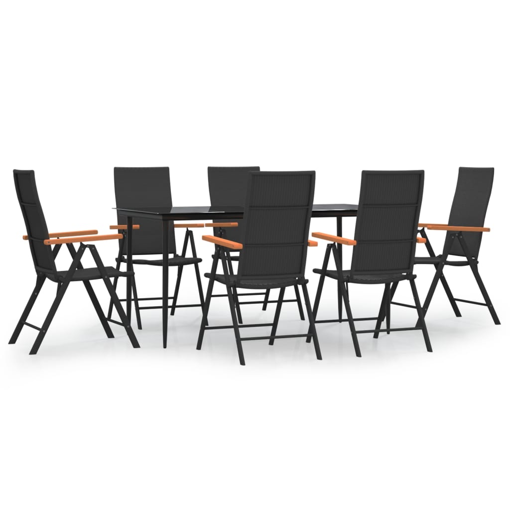 7 részes fekete-barna polyrattan kerti étkezőgarnitúra 2