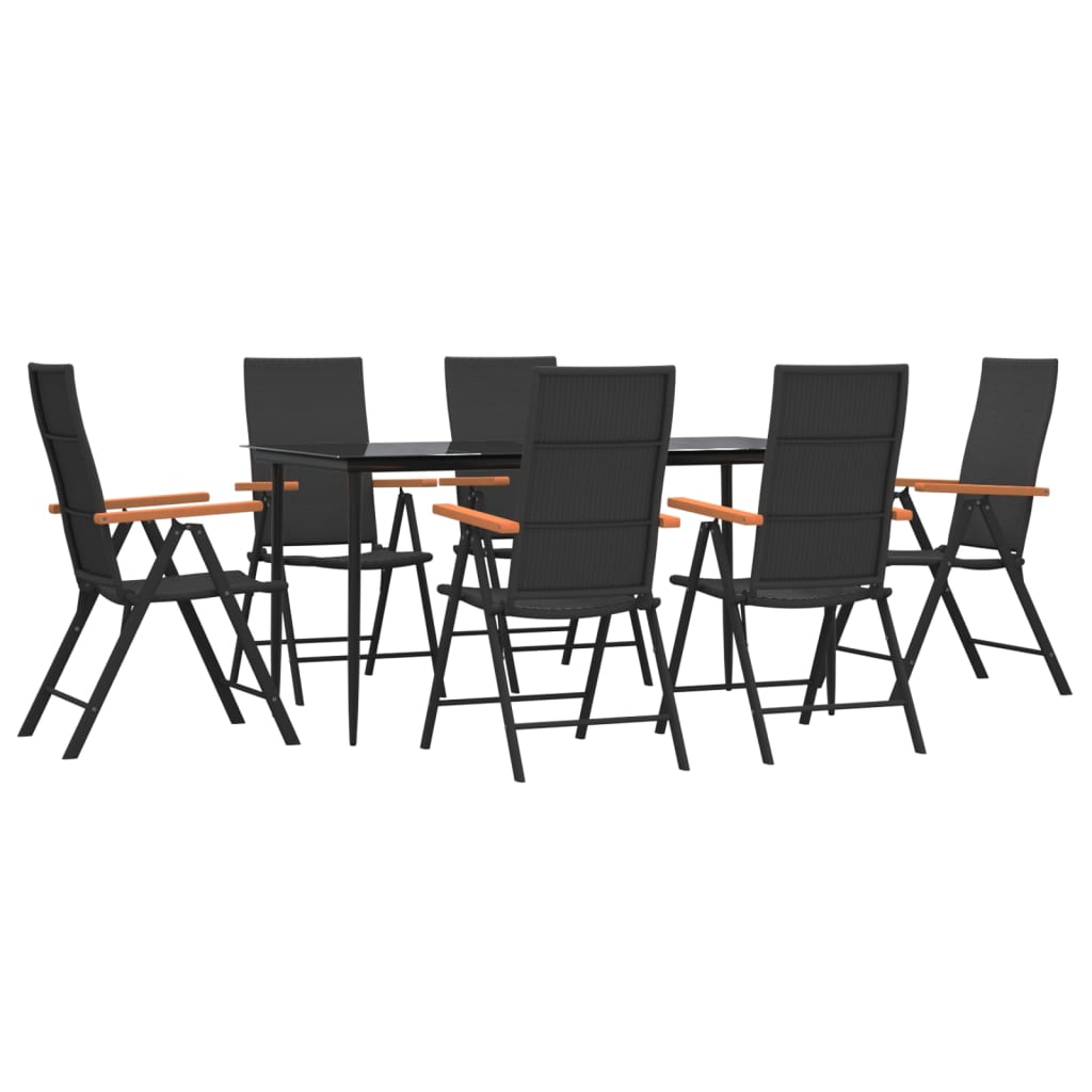 7 részes fekete-barna polyrattan kerti étkezőgarnitúra 3