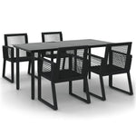 5 részes fekete PVC rattan kerti étkezőgarnitúra 2