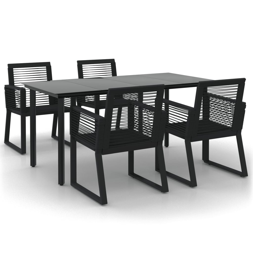 5 részes fekete PVC rattan kerti étkezőgarnitúra 2