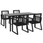 5 részes fekete PVC rattan kerti étkezőgarnitúra 3