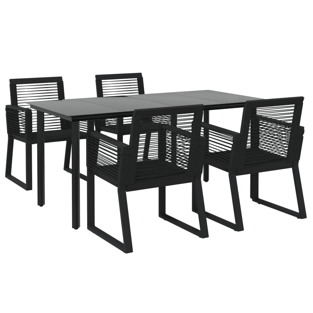 5 részes fekete PVC rattan kerti étkezőgarnitúra 3