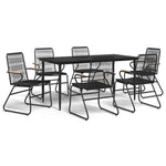 7 részes fekete PVC rattan kerti étkezőgarnitúra 2