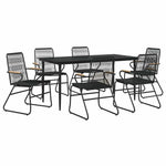 7 részes fekete PVC rattan kerti étkezőgarnitúra 3